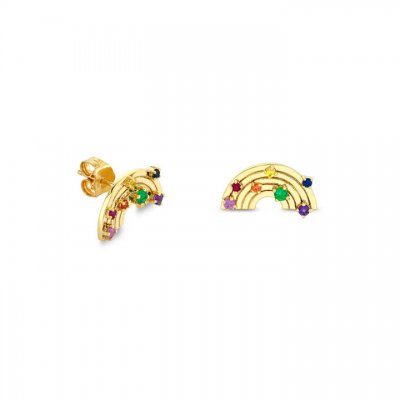 Gold & Gemstones Rainbow Stud