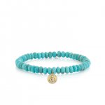 Gold & Diamond Tiny Sitting Buddha Coin on Turquoise