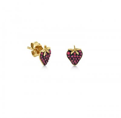 Gold & Ruby Strawberry Stud