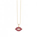 Gold & Ruby Small Lips Charm