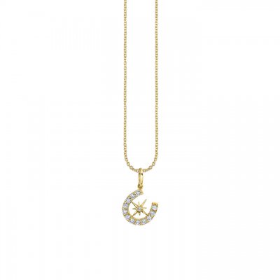 Gold & Diamond Starburst Horseshoe Charm