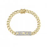 Gold & Diamond Luck Icon ID Bar Bracelet