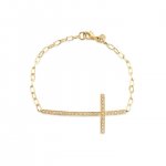 Gold & Diamond Large Cross Bracelet