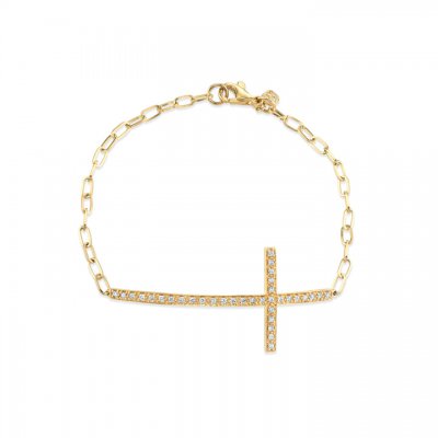 Gold & Diamond Large Cross Bracelet