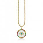 Gold & Diamond Enamel Evil Eye Medallion Charm