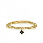 Gold & Diamond Enamel Mini Moroccan Flower on Gold Beads