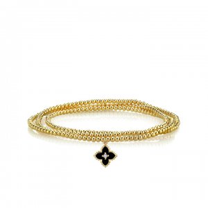 Gold & Diamond Enamel Mini Moroccan Flower on Gold Beads