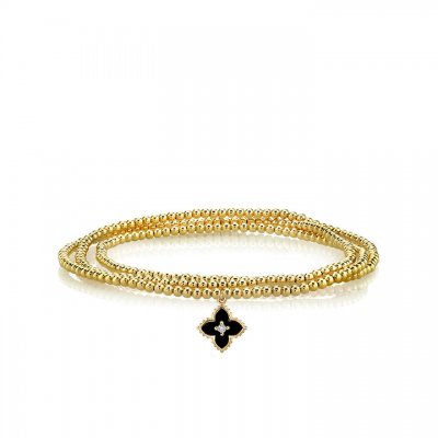 Gold & Diamond Enamel Mini Moroccan Flower on Gold Beads