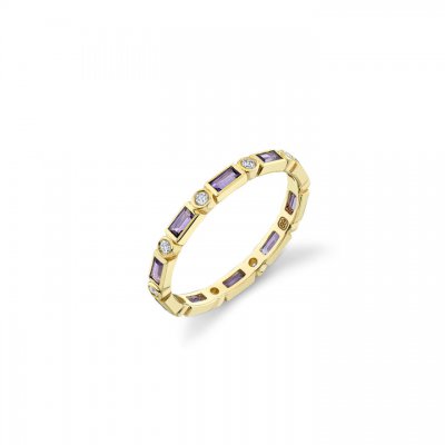 Gold & Gemstone Baguette and Bezel Eternity Ring