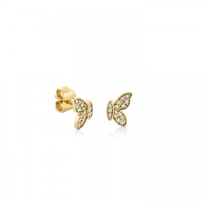 Gold & Diamond Half Butterfly Stud