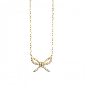 Gold & Diamond Bow Necklace