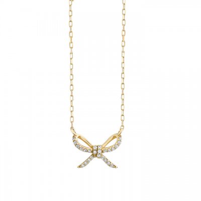 Gold & Diamond Bow Necklace