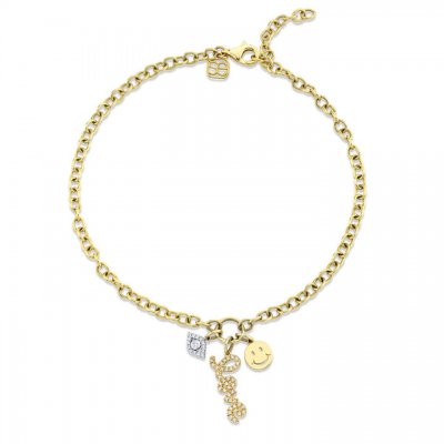 Gold & Diamond Protection, Love & Happiness Anklet