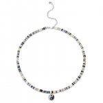 White Gold & Diamond Yin Yang Multi Grey Opal Heishi Necklace