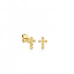 Gold & Diamond Cross Stud