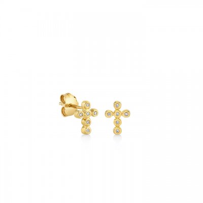 Gold & Diamond Cross Stud