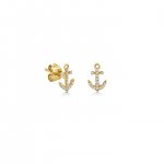 Gold & Diamond Tiny Anchor Stud