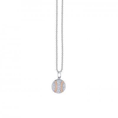 Little Loves Gold & Diamond Baseball Necklace