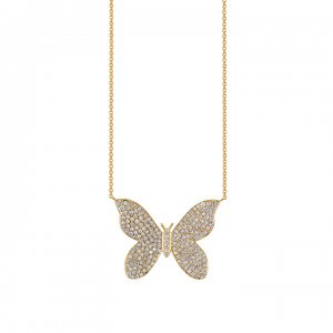 Gold & Diamond Large Butterfly Necklace