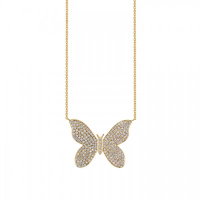 Gold & Diamond Large Butterfly Necklace