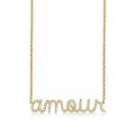 Gold & Diamond Large Amour Script Necklace