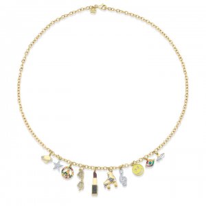 Gold & Diamond Multi-Charm Disco Necklace