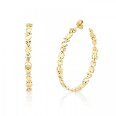 Gold & Diamond Large Icon Hoops