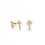 Gold & Diamond Small Cross Stud