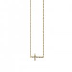 Gold & Pave Diamond Small Sideways Cross Necklace