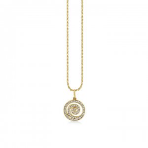 Gold & Diamond Spiral Charm