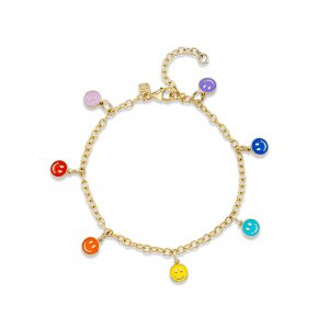 Little Loves Gold & Enamel Tiny Happy Face Bracelet