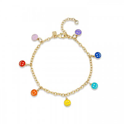 Little Loves Gold & Enamel Tiny Happy Face Bracelet