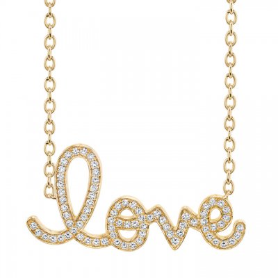 Gold & Diamond Supersize Script Love Necklace