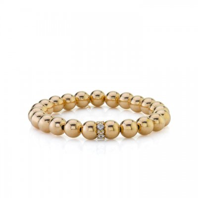 Two-Tone Gold & Diamond Heart Eternity Rondelle on Gold Beads