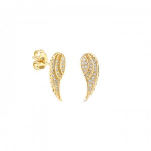 Gold & Diamond Small Wing Stud