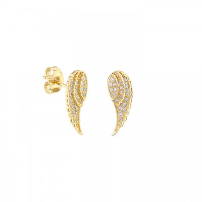 Gold & Diamond Small Wing Stud