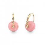 Gold & Diamond Marquise Eye Pink Opal Earrings