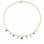 Gold & Diamond Enamel Multi-Charm Necklace