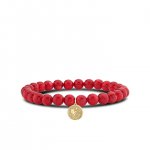 Gold & Diamond Cupid Coin on Red Bamboo Coral