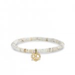 Gold & Diamond Pretzel on White Turquoise Heishi