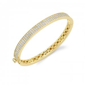 Gold & Pave Diamond Hinge Bangle