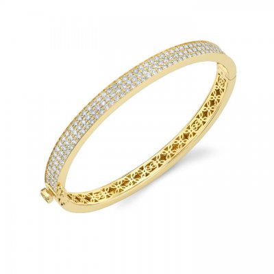 Gold & Pave Diamond Hinge Bangle