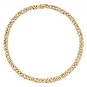 Men's Collection Gold & Pave Small Diamond Link Necklace