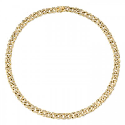 Men's Collection Gold & Pave Small Diamond Link Necklace