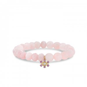 Gold & Pink Sapphire Marquise Evil Eye Rose Quartz