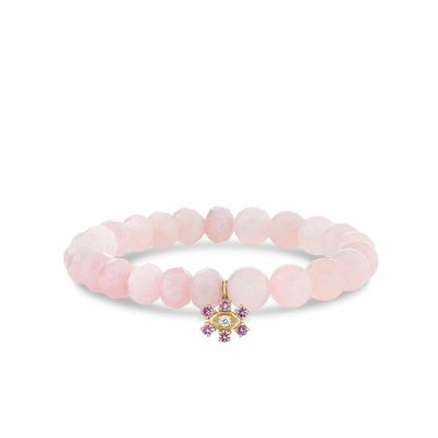 Gold & Pink Sapphire Marquise Evil Eye Rose Quartz