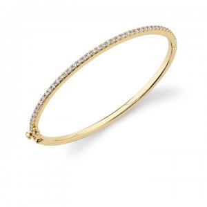 Gold & Diamond Single Row Bangle