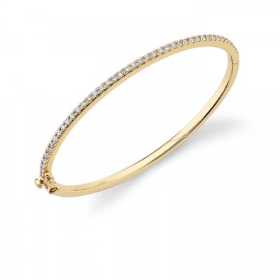 Gold & Diamond Single Row Bangle