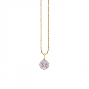 Little Loves Gold & Enamel Tiny Butterfly Medallion Necklace