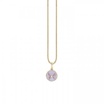 Little Loves Gold & Enamel Tiny Butterfly Medallion Necklace